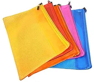 Dotpot Large Size Document Zip Bag/Pouch 12 inch *18 inch Multicolour-A3 (Pack of 5)