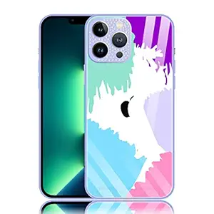 Case Creation Watercolor Series - Liquid Painting Tempered Glass Tie-dye Shockproof Gradient Diamond Sparkle Camera Protection Tie Dye Back Case Cover for Apple iPhone 12 Pro Max (Colorful,Pattern 9)