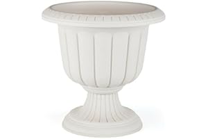 Tamersgifts Plastic Round Garden Urn Plant Pot Planter Outdoor Garden Stand Round -3 colours (Off White, Large)