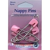 Hemline Baby Nappy Pins - Pink, 5.5cm, pk of 6