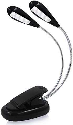 Gammabai Book Light - Rechargeable Clip on Reading Light with USB Charging Cable - Long Life Battery - Adjustable Brightness - 8 LED Black