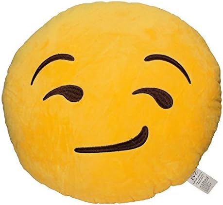 HerZii Emoji Smiley Emoticon Yellow Round Cushion Pollow Stuffed Plush Soft Toy