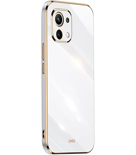Topme Custodia In Silicone Per Xiaomi MI 11 Lite (4G/5G/NE), Cover Morbida Con Bordo Dorato - Rosa Elegante - 3