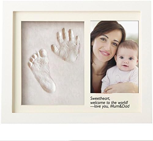 Baby Handprint Footprint Photo Frame Shower Gift DIY Imprint Casting Kit Creative Present for Parents Personalized Keepsake for Baby Shower Registry Birthday Christmas Gift