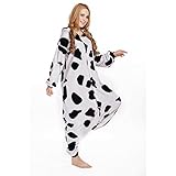 Free Fisher Damen/ Herren Schlafanzug Pyjama, Tier Kostüm, Kuh Schwarz und Weiß, Gr. XL (Körpergröße 178-188 CM) - 