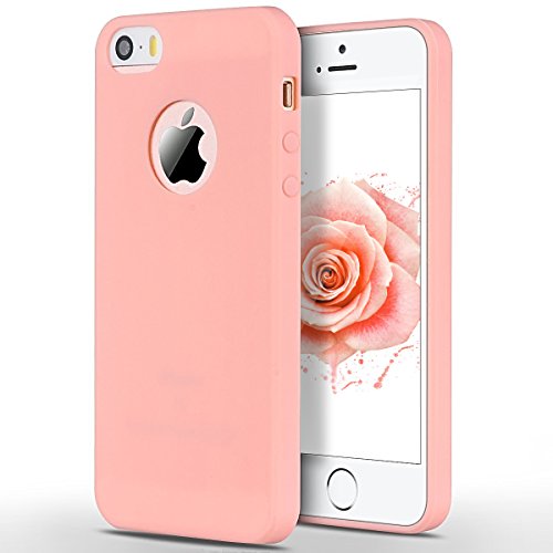 Funda iPhone 5   5S   SE  SpiritSun Soft Carcasa Funda para iPhone 5   5S   SE  4 0 pulgadas  Ultra Delgado y Ligero Flexible TPU Caja Suave Silicona Piel Carcasa Anti Rasgu  os Anti Golpes Parachoques Dise  o Mate Opaco Gel Protectora Carcasa - Rosado