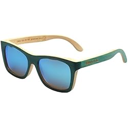 Iwood Unisex Madera Verde Pintura Marco polarizó el Azul de la lente gafas de sol de bambú