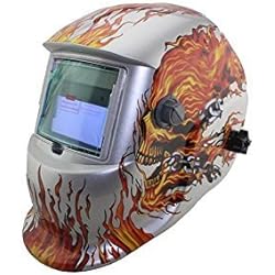 GARY&GHOST Masque de Soudage Énergie Solaire Casque Cagoule de Protection Visage Automatique Recharge Assombrissement Motif Tête Mort pour Soudeur Soudure