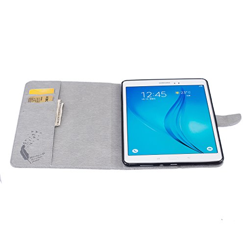 Samsung Galaxy Tab A 9.7 SM-T550 Hülle, DEENOR Stilvoll 3D Drucken Feather und Vögel Serie Brieftasche Tasche PU Leder Flip Protective Stand Tasche Schutzhülle Hülle für Samsung Galaxy Tab A 9.7 SM-T550.[Feather-Grey] - 6