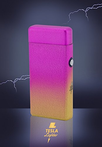Tesla Lighter T08 Lichtbogen Feuerzeug USB Feuerzeug Arc Lighter elektronisches Feuerzeug wiederaufladbar Double-Arc verschiedene Farben und Muster (Farbverlauf Lila Orange) - 4