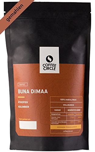 Coffee Circle | Premium Kaffee Buna Dimaa | 1kg gemahlen | Kräftiger Bio Filterkaffee mit wenig Säure | 100% Arabica Blend | fair & direkt gehandelt | frisch & schonend geröstet