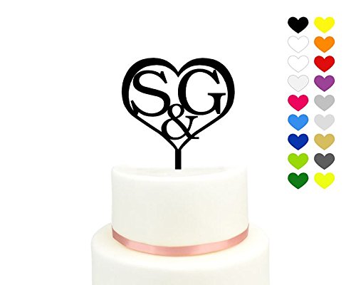 Cake Topper Herz mit Ihren Initialen - Farbe wählbar - Caketopper