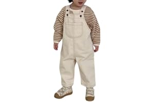 Boodtag Unisex Baby Cotton Dungarees Jeans Toddler Girls Boys Denim Overalls Sleeveless Kids Striped Button Jumpsuit Bib Pants One Piece Trousers