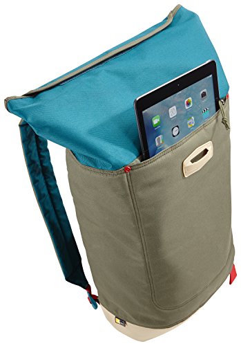 Case Logic LAR114PTG Larimer Rolltop Notebook Rucksack 35 6 cm  14 Zoll  mit Tablet-Fach petrol gr  n