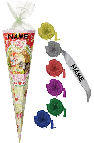 Preisvergleich Produktbild Unbekannt Schultüte - Rotkäppchen 22 cm - incl. individueller SCHLEIFE und NAMEN - mit Tüllabschluß