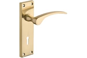 Designer Levers - Sofia Long Lever Door Handle - 1 Pair - Brushed Brass - Locking Door Handle