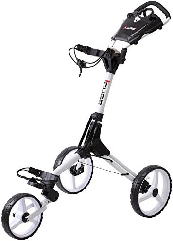 "NEW 2015" SKY MAX CUBE 3 WHEEL GOLF TROLLEY PULL / PUSH CART ALL COLOURS + GIFT (White/White)