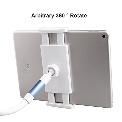 ACTOPP iPad Halterung Mehrfunktional Abnehmbar iPad Halter Ständer mit 120cm Schwanenhals 360 Drehen Tablet Halterung Kindle Halterung Handyhalter Handy Halterung Tablet Halter (Blau) - 4