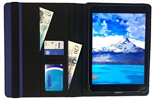Samsung Galaxy Tab S2 8 0 Inch Wi-Fi SM-T719 Tablet Blau mit Schwarzer Trimmen Universal 360 Grad Wallet Schutzh  lle Folio mit Kartensteckpl  tzen   