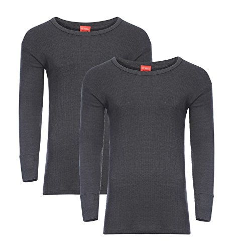 Heatwave® Pack of 2 Men's Thermal Long Sleeve Top, Warm Underwear Baselayer Thermals, Small Charcoal