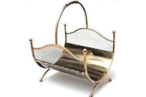 DIXIE STORE Dixiestore Panier à Bûches | Panier à Bûches en Métal pour 121 Bûches Porte-Bûches | Panier en Métal Solide et Efficace pour Ranger le Bois de Chauffage, Or