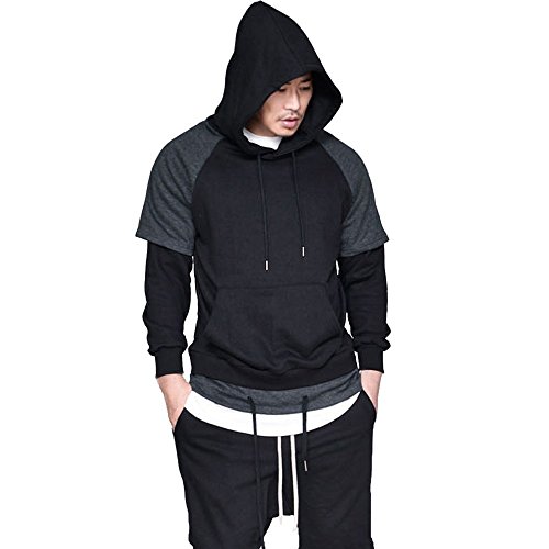 Preisvergleich Produktbild Honestyi Herren Kapuzenpullover, Herren Langarm Hoodies Sweatshirt Tops Jacke Mantel Abnutzung Kapuzenpullover(Schwarz,L)