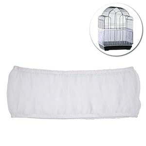 UKCOCO Funda para Jaula Pájaro Aves Guardia Protector Falda de Jaula Pájaro Colector de Semillas Alimentos Malla Blanco Talla S
