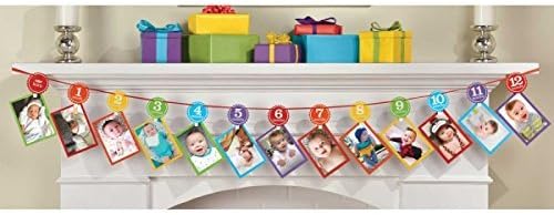 Rainbow 1st Birthday Photo Garland 12ft/ 3.65m by Glitter
