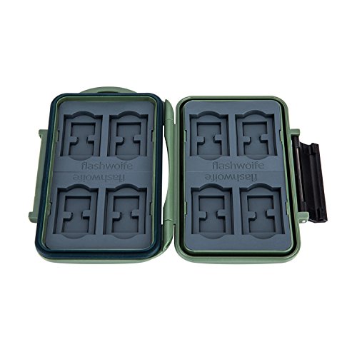 Flashwoife – patentierte Aufnahme – Turtle-SD8MSD16G – Survival Edition – wasserdichte Speicherkarten Schutzbox für 8 Stück SDHC und 16 Stück MicroSD Cards Case in Olivgrün - 3