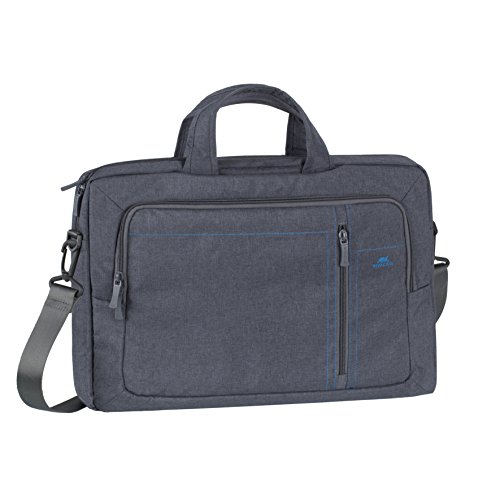 RIVACASE Notebooktasche bis 15.6" - Stilvolle Tasche aus wasserabweisenden Material und gepolsterten Seiten - Grau