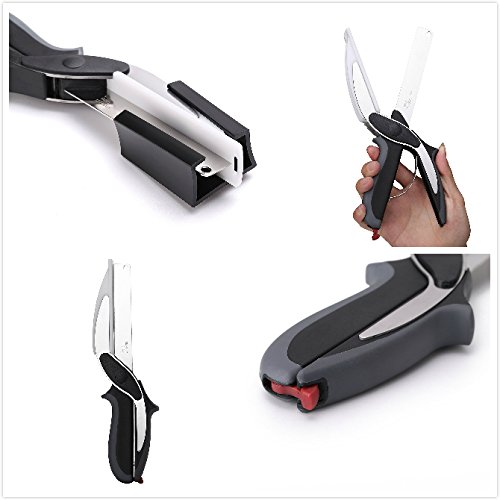 flintronic Gemüseschneider 2-in-1 Küchenschere und Küchenmesser mit Integriertem Schneidebrett Nahrungsmittelzerhacker - 4