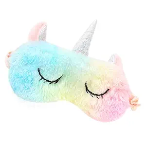 PALAY Cute Animal Eye Mask Unicorn Eye Mask Plush Sleeping Mask Sleeping Mask with Ears Unicorn Sleeping Masks for Night Nap Travel for Women Girls (multi)