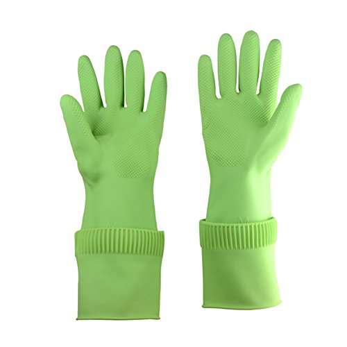 Lianle 1 paio di lattice casalinghi pulizia guanti riutilizzabili cucina gomma naturale Living guanti da bagno con 2 misure, medium