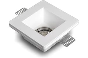 Eurekaled® - Portafaretto in Gesso CERAMICO da Incasso Quadrato per Controsoffitti per GU10 e MR16 cod.220628