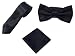 Produktbild SET Krawatte Fliege Einstecktuch Schwarz einfarbig uni aus Polyester modern und klassisch