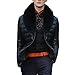 Produktbild Kunstleder Jacke Herren, DoraMe Männer Mode Warme Verdickung Ledermantel Faux Fur Parka Outwear PU-Leder Strickjacke (Schwarz, 2XL)