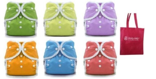 Thirsties Duo Wrap Snaps Size 2 Gender Neutral Colors 6 Pack and Dainty Baby Reusable Bag Bundle
