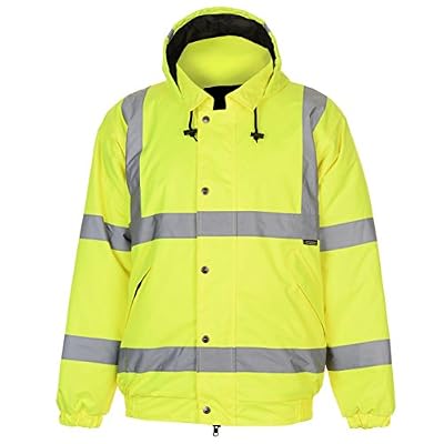 Dunlop Gilet de sécurité haute visibilité pour homme par Dunlop - Style Bomber - Bandes réfléchissantes - Jaune - XXXXL