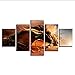 Produktbild guyuell Leinwand Bilder Modular Für Wohnzimmer Wohnkultur 5 Stücke Tier Krieg Pferd Gemälde Wandkunst HD Drucke Filmplakat-40CMx60/80/100CM,with Frame