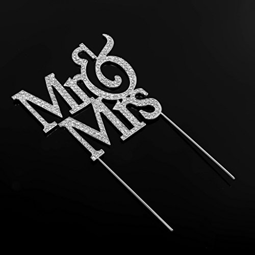 MagiDeal Tortenaufsatz “Mr&Mrs“ Hochzeit Kuchen Aufsatz Topper Kuchen Aufsatz Tortendeko Hochzeit Cake Topper Glitzernd Tortenverzierung Dekoration Tortenstecker Silber - 2