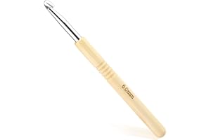 6mm Crochet Hook, Ergonomic Handle for Arthritic Hands, Wooden Handle Crochet Extra Light Knitting Needles for Beginners and Crochet Yarn (6mm)