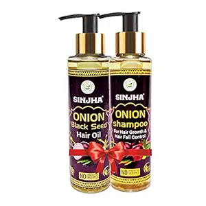 Sinjha Onion Black Seed Hair Oil 100 ML with Onion Shampoo for hair growth & hair fall control 100 ml