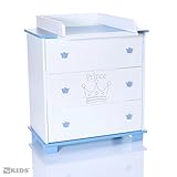 PRINZ blau Babyzimmer Möbel Komplettset für Jungs mit Kinderbett 120×60 Wickelkommode 9 teiligen Bettwäsche Set weiss - 2