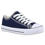  Stiefelparadies Damen Sneakers Kult Sportschuhe Freizeit Schnürer 59979 Dunkelblau 39 Flandell