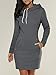 Produktbild Swallowuk Hoodies Kleider Damen Langarm Sweatshirt Kleid Rollkragen Bodycon MiniKleid Cocktail Partykleid Outwear Lange Pullover Kapuzenpullover (M, Dunkelgrau)