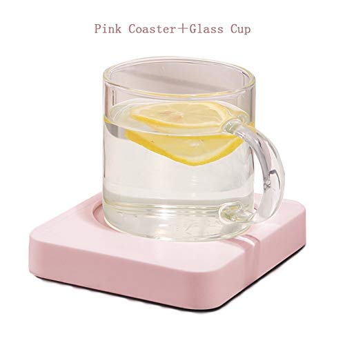 YiYou De Té Calentador Posavasos,Placa eléctrica para Calentar café Placa calefactora portátil Otras Bebidas Leche, té y para Uso Doméstico y de OficinaPinkA