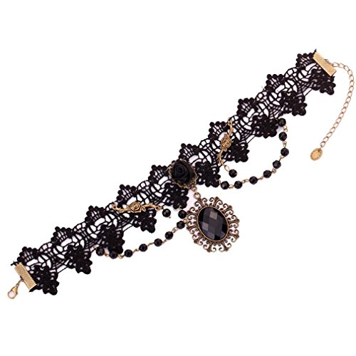 YAZILIND Jewelry Schmuck Anhänger Metall Handgefertigte Hals Kette Halsband Gothic Lolita Damen Halskette Set schwarz