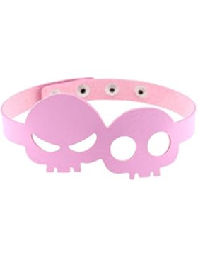 TOOGOO(R) Halloween gotisch Schaedel Leder Kette Choker Geschenk fuer Kinder Rot