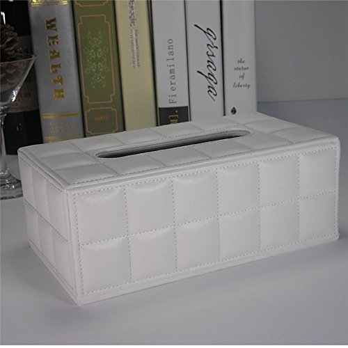 Leisial PU-leder Kosmetiktücherbox Taschentuchspender, 25*14*9.5cm (Weiss) - 7