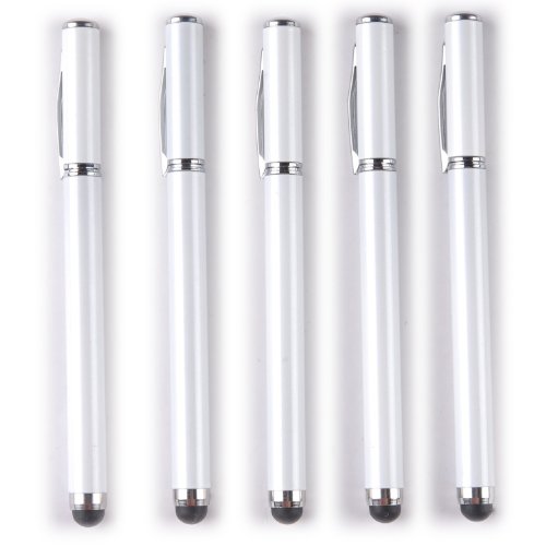 tinxi® 5x universal Stylus Stift Touch Pen Eingabestift mit integriertem Kugelschreiber für alle Geräte mit kapazitiven Touchscreen Smartphone Handy PDA Tablet PC wie Apple iPhone 6 5s 5 4s 4 Samsung Galaxy S5 S2 S3 S4 S3 mini i8190 S4 mini S5830 S5830i S5360 Galaxy Note 3 Alcatel One Touch Pop C7 Sony Xperia Nokia Lumia 630 LG Google Nexus HTC Huawei / iPad Air iPad mini 2 Samsung Galaxy Tab 4 2 Tab 3 lite 7.0 Tab 3 10.1 P5200 Acer Iconia B1 A510 A511 A700 Asus Odys Sony Lenovo u.v.a...